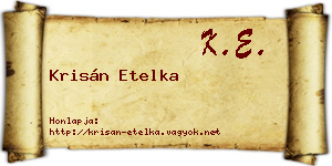 Krisán Etelka névjegykártya